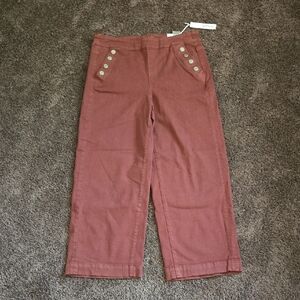 NEW Chico's Brown Wide Leg Ankle Pull On Jeans 10 1.5
